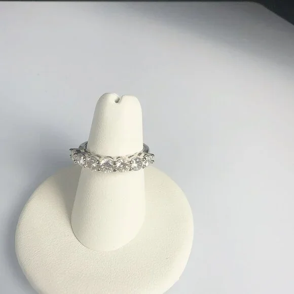 Cubic Zirconia Silver Tone Band Ring Size 10 - Picture 13 of 15